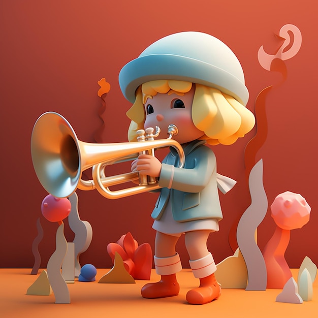 Photo cartoon trombone 3d