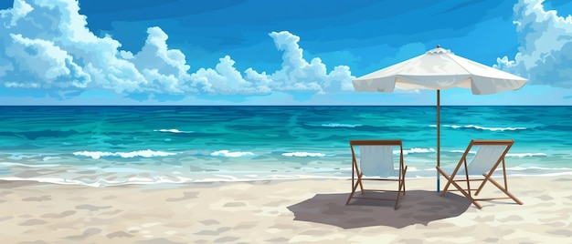 Cartoon Tropical Beach Seaside Vacation Illustration