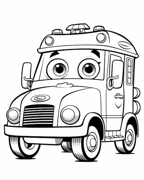 A cartoon truck with big eyes and a big nose generative ai