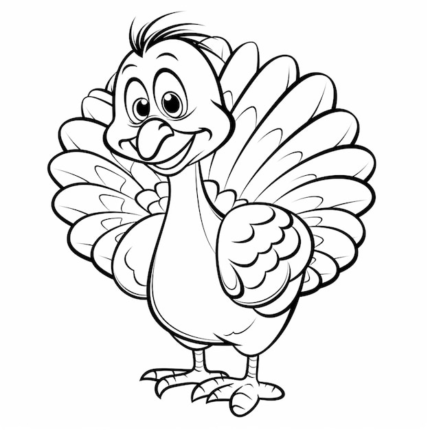 Photo a cartoon turkey is standing and smiling for the camera generative ai