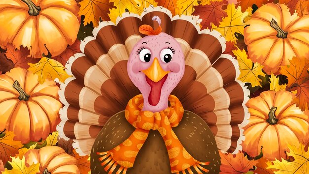 Photo a cartoon of a turkey with a happy expression