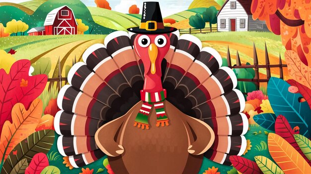 Photo a cartoon of a turkey with a turkey on the front