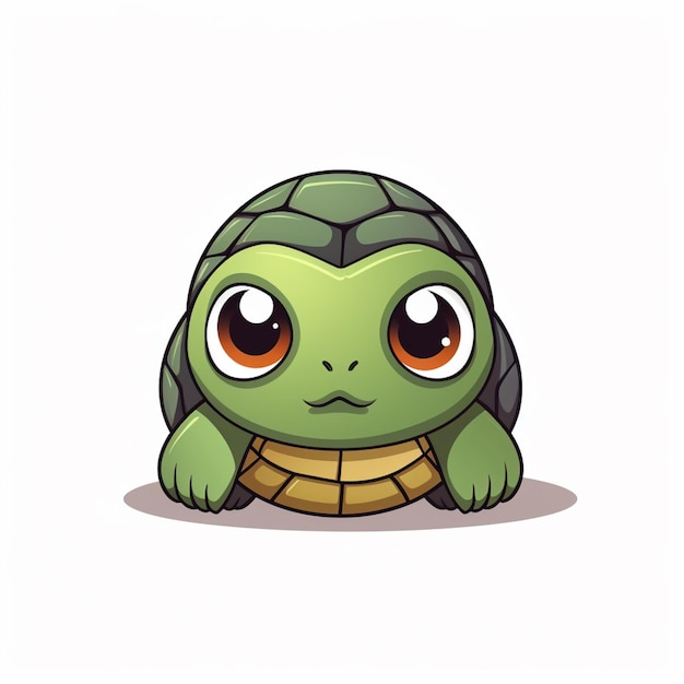 Cartoon turtle with big eyes and a brown shell generative ai