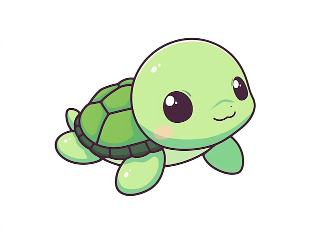 cartoon turtle with a green shell and black eyes generative ai