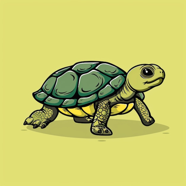 cartoon turtle with a yellow background generative ai