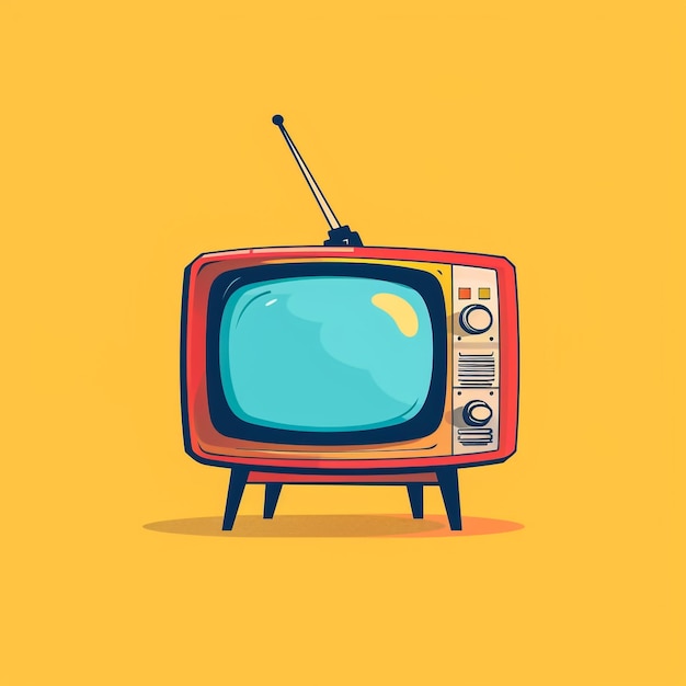 Photo a cartoon of a tv with a blue top and a red border