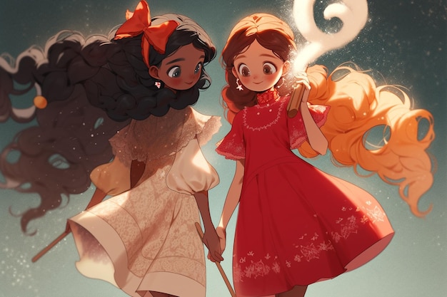A cartoon of two girls holding hands and the words " princess " on the front.