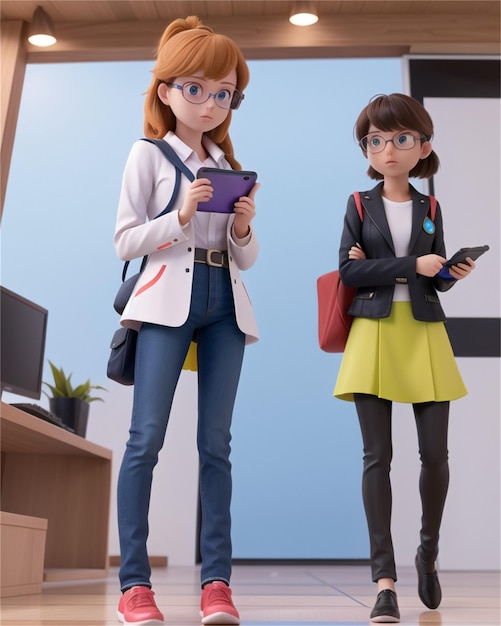 a cartoon of two girls with glasses and a book titled " the girl "