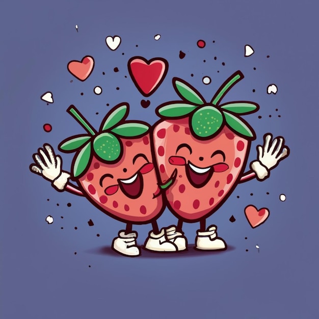 Photo a cartoon of two strawberries