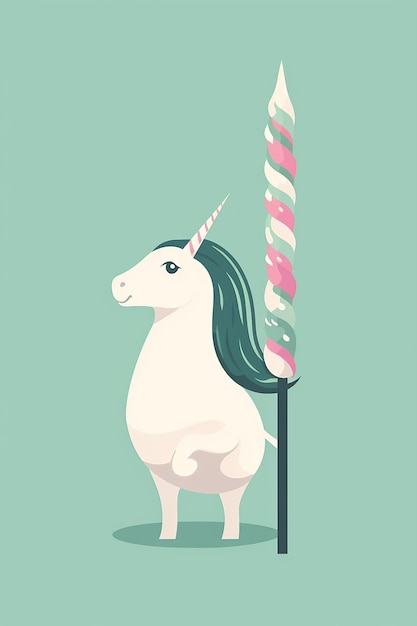 Photo a cartoon of an unicorn with a green background.