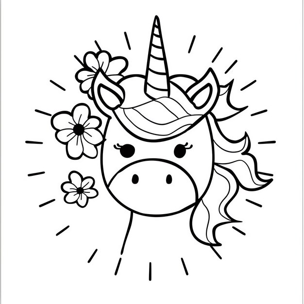 Photo a cartoon unicorn with a horn and horns on it