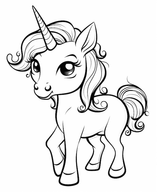 a cartoon unicorn with a long mane and a long tail generative ai