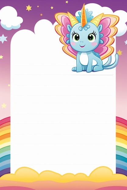カートゥーン・ユニコーン - 虹の翼と空白のサイン