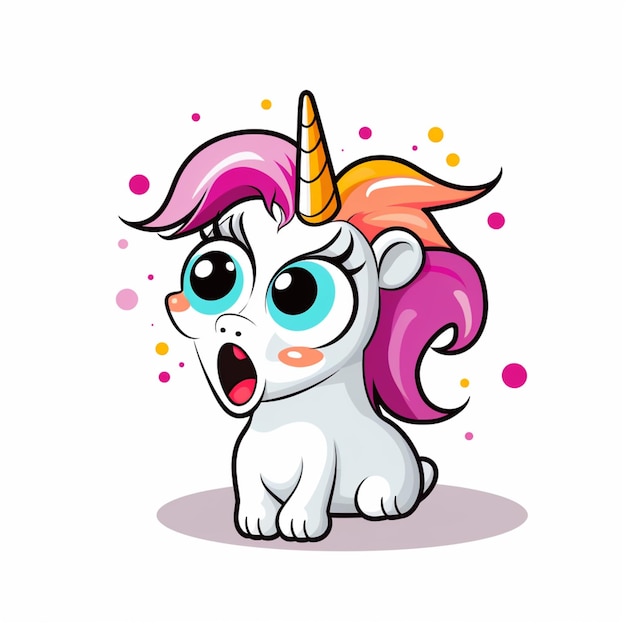 cartoon unicorn with a surprised look on its face generative ai