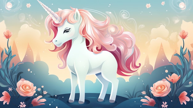 A cartoon of a unicorn