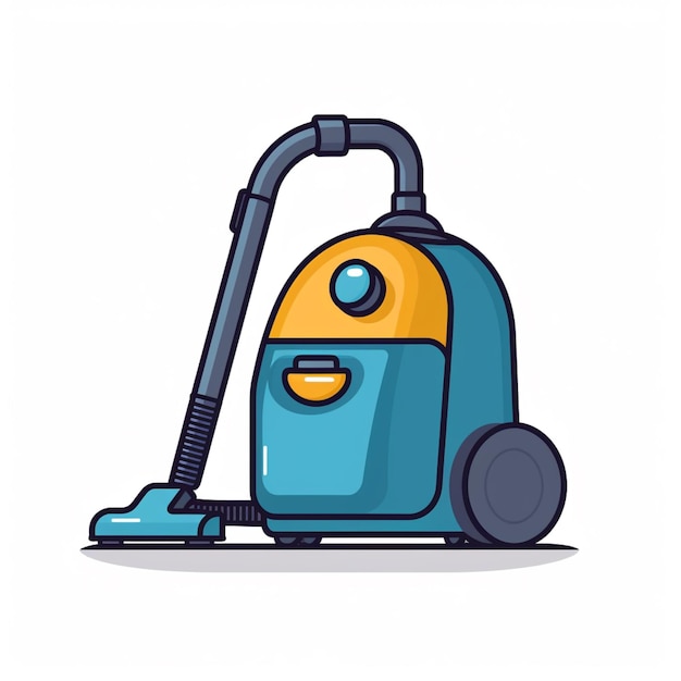 Photo a cartoon vacuum cleaner with a blue and yellow cylinder generative ai