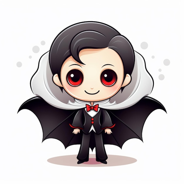 Photo cartoon vampire boy in a tuxedo with a bow tie generative ai
