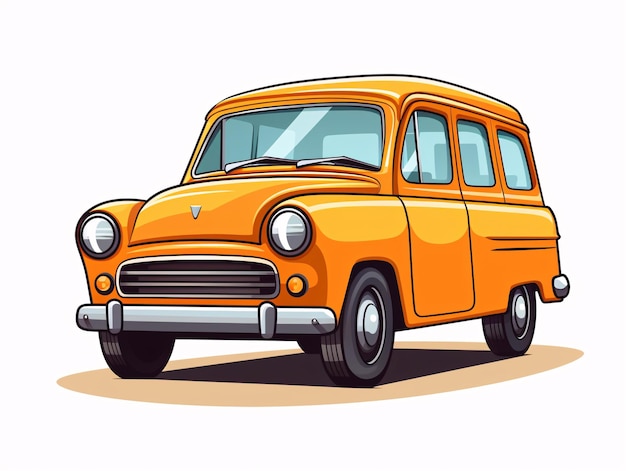 cartoon van een oranje auto
