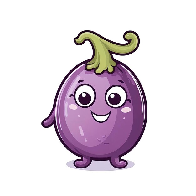 Photo cartoon vector eggplant on white background