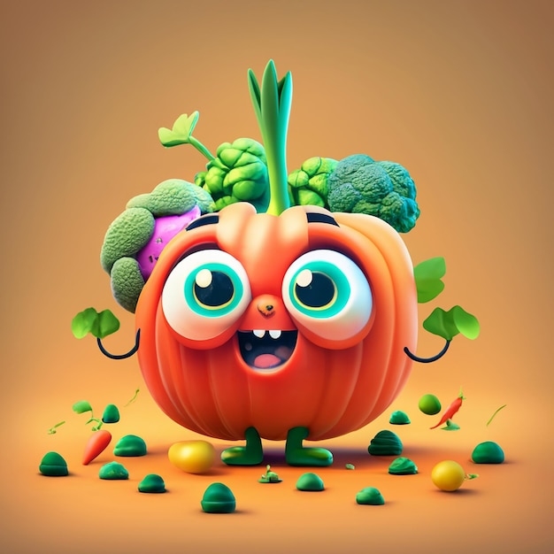 Photo cartoon vegetable characters collection