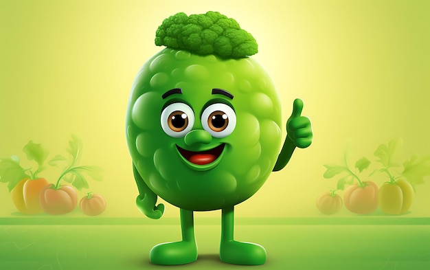 cartoon vegetable funny mascot giving thumbs up concept eat healthy kid food