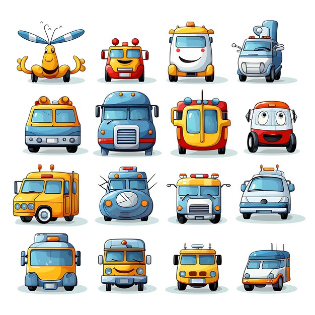 Photo cartoon vehicle car truck bus airplane clipart