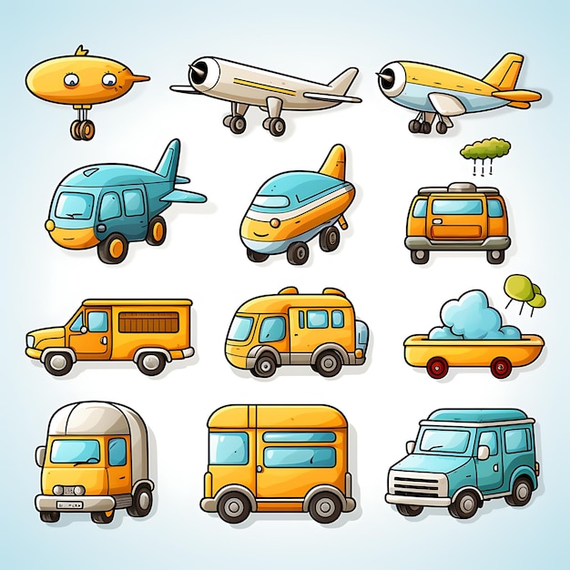 Foto cartone animato veicolo auto camion autobus aereo clipart