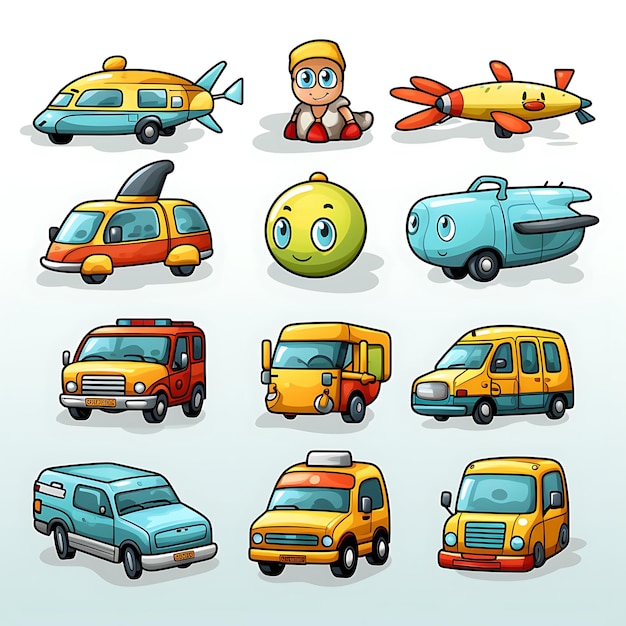 Foto cartone animato veicolo auto camion autobus aereo clipart