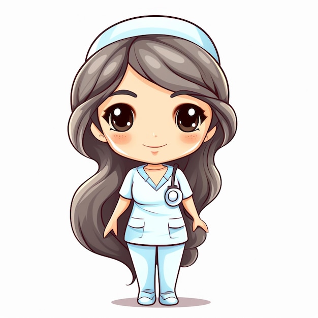 cartoon verpleegster met een stethoscoop in haar hand generatieve ai