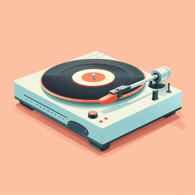 Cartoon Vintage Vinyl Record Player 3d