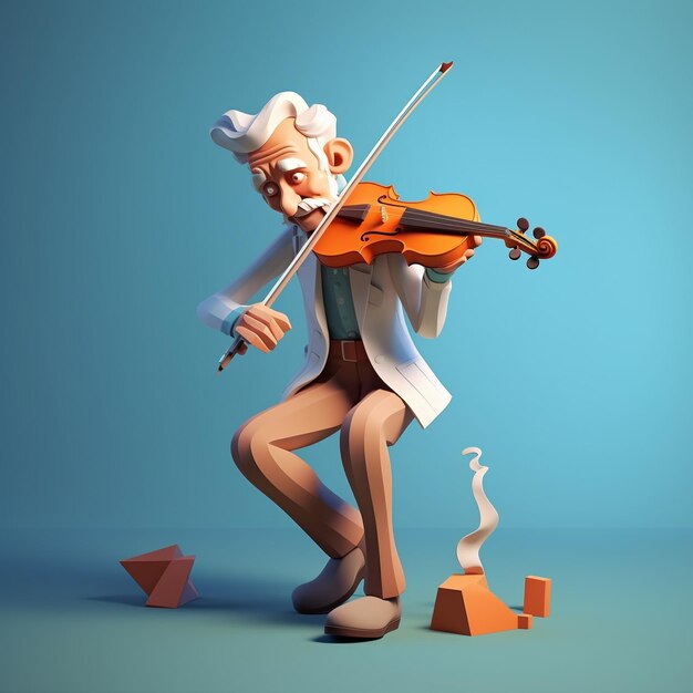 Foto violin di cartoni animati 3d