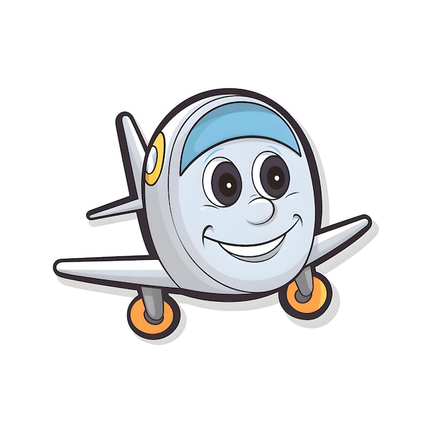 Foto cartoon vliegtuig karakter geïsoleerd op witte achtergrond vliegtuig vector illustratie