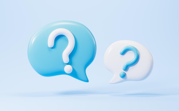 Cartoon vraagteken FAQ probleemoplossing symbool chat symbool 3D rendering