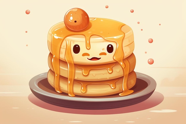 Photo a cartoon of a waffle with syrup on it