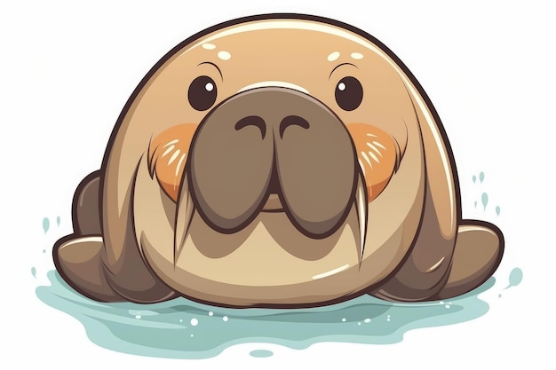 Photo a cartoon walrus is swimming in the water.