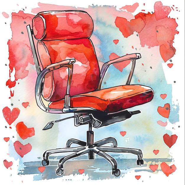 cartoon watercolor office chair