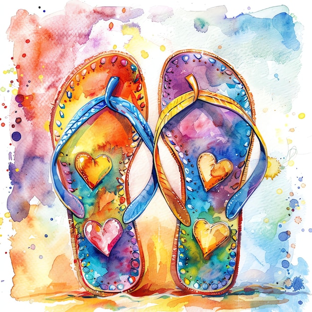 cartoon watercolor Sandals