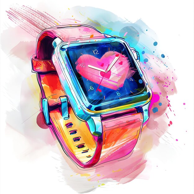cartoon watercolor smart watch