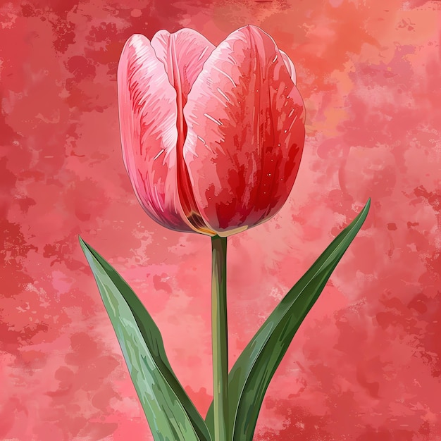 cartoon watercolor tulip flower