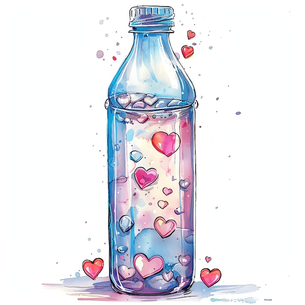 cartoon watercolor Water bottle