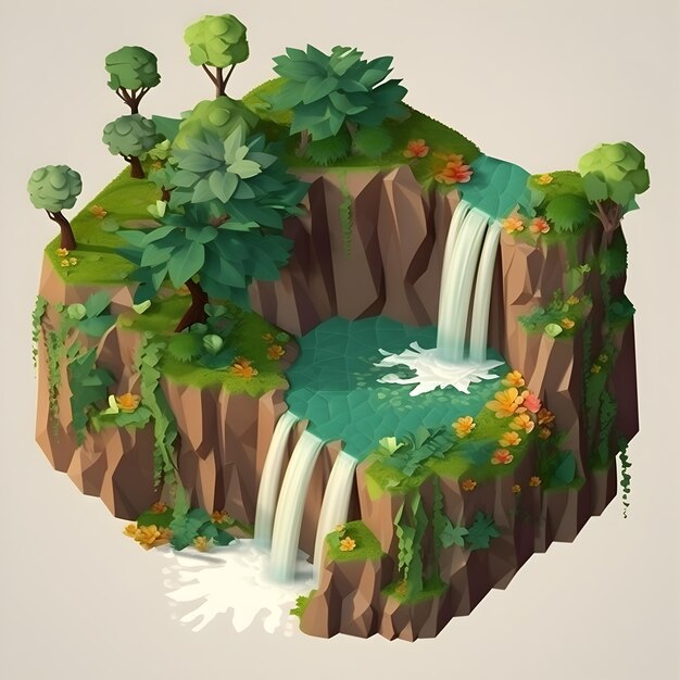 A cartoon of a waterfall