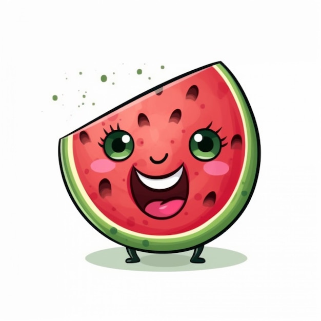 Cartoon watermeloen met een gelukkig gezicht en ogen generatief ai