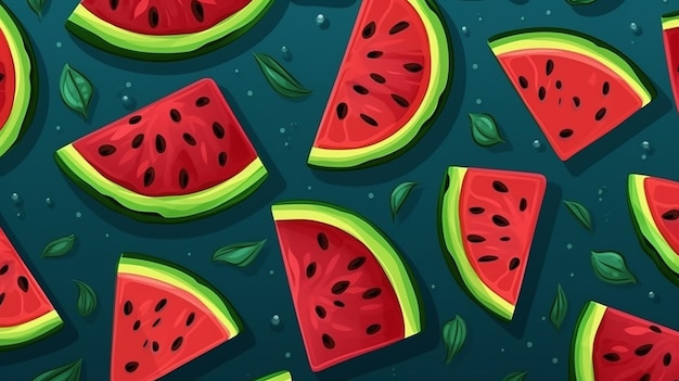 Cartoon watermelon icon on white illustration Generative AI
