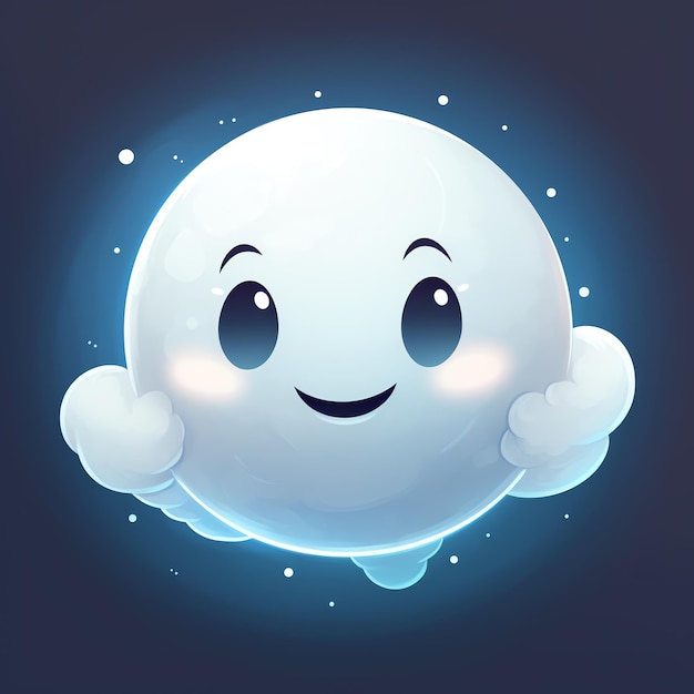 Photo a cartoon of a white ball with a face and hands