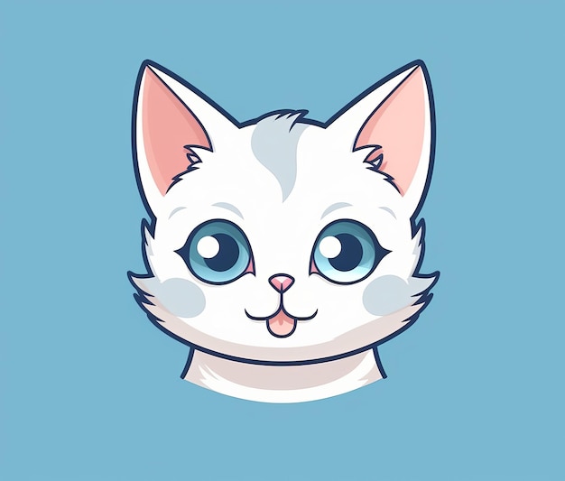 Photo a cartoon of a white cat with blue eyes.