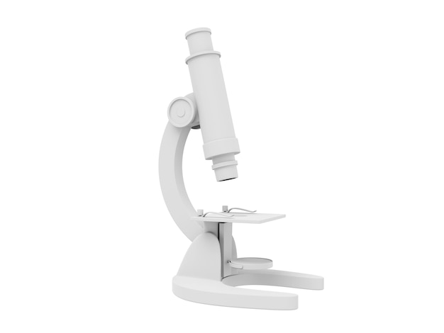 Cartoon white microscope 3D rendering Icon on white background