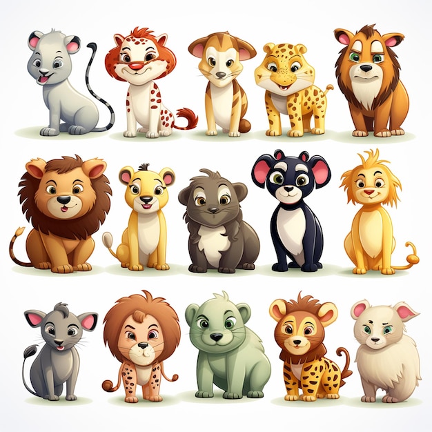 A cartoon wild animal group