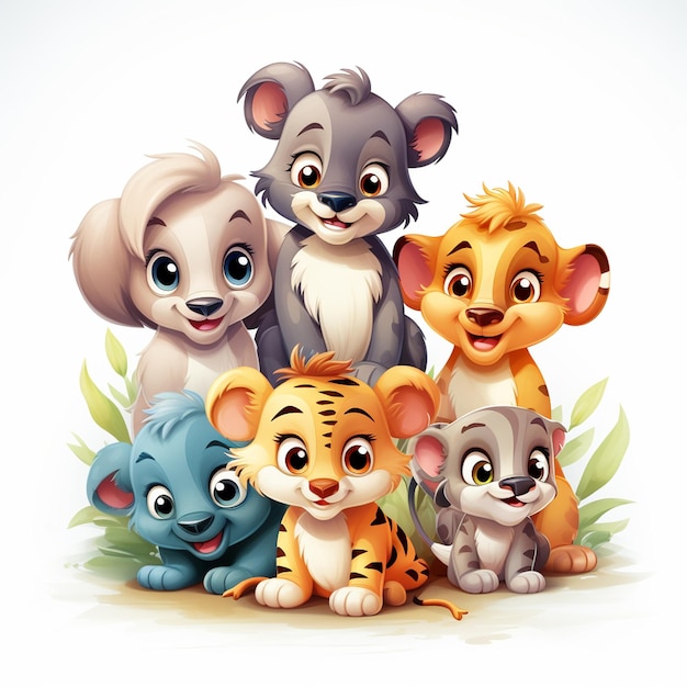 A cartoon wild animal group