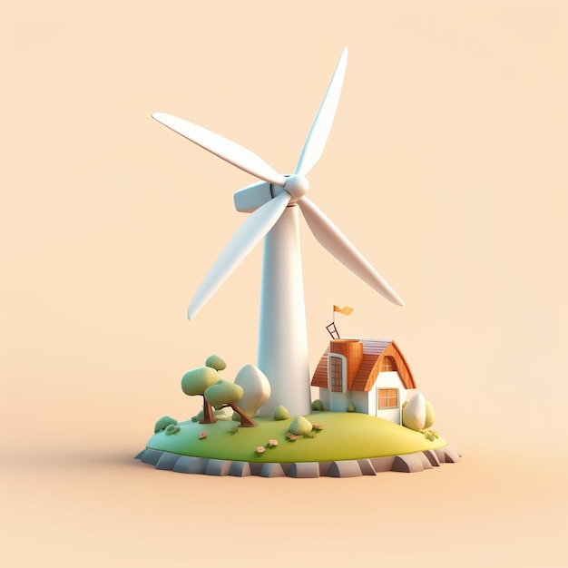 Cartoon Windturbine 3D