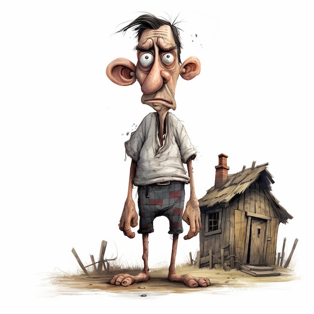 Cartoon Withering Villager A on a white background